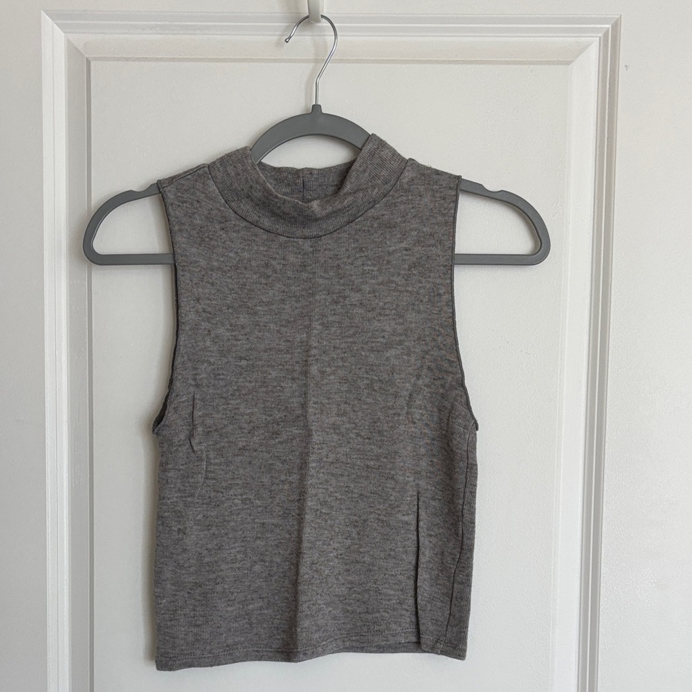 Zara Charcoal Mock Neck Sleeveless Tank Top